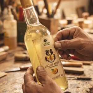 Home hands applying label on bottle 202607301854